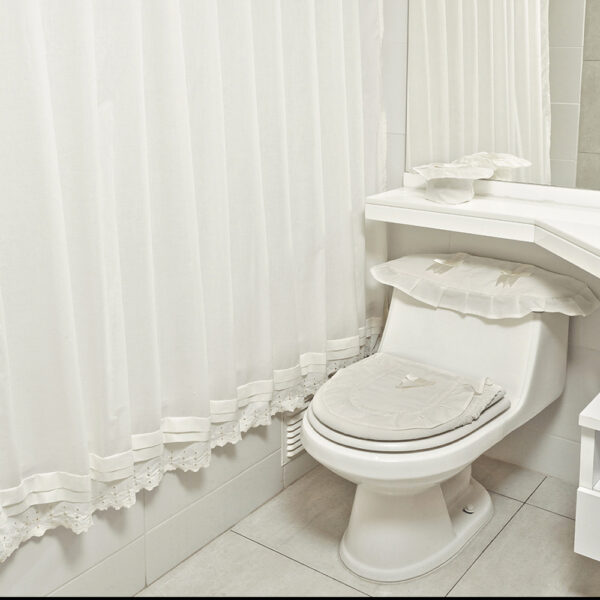 Set Cortina Baño Romántica Broderie 6 Piezas