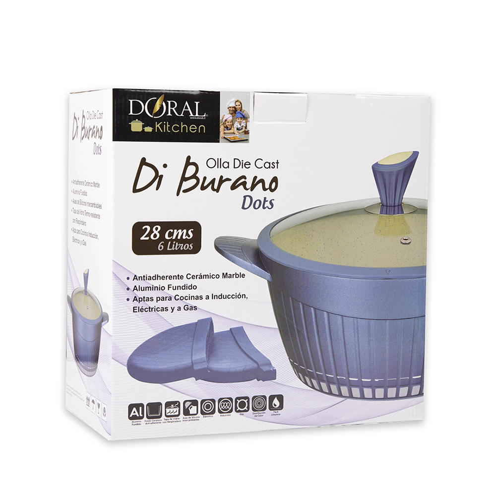 Olla Die Cast con Fondo Marmolado (6 Litros) DOTS - Línea Di Burano