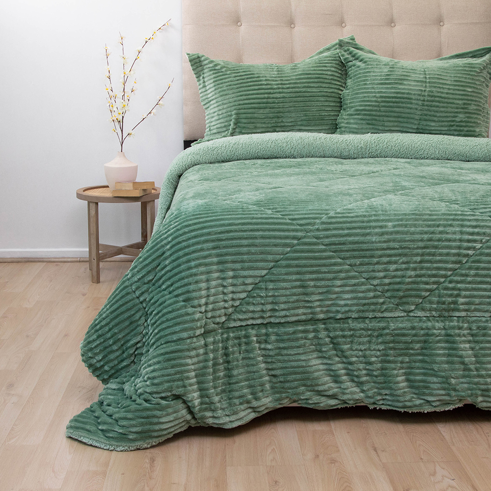 Cubrecama Cotelón Liso Deluxe con Sherpa - Coleccion Senses - Imagen 7