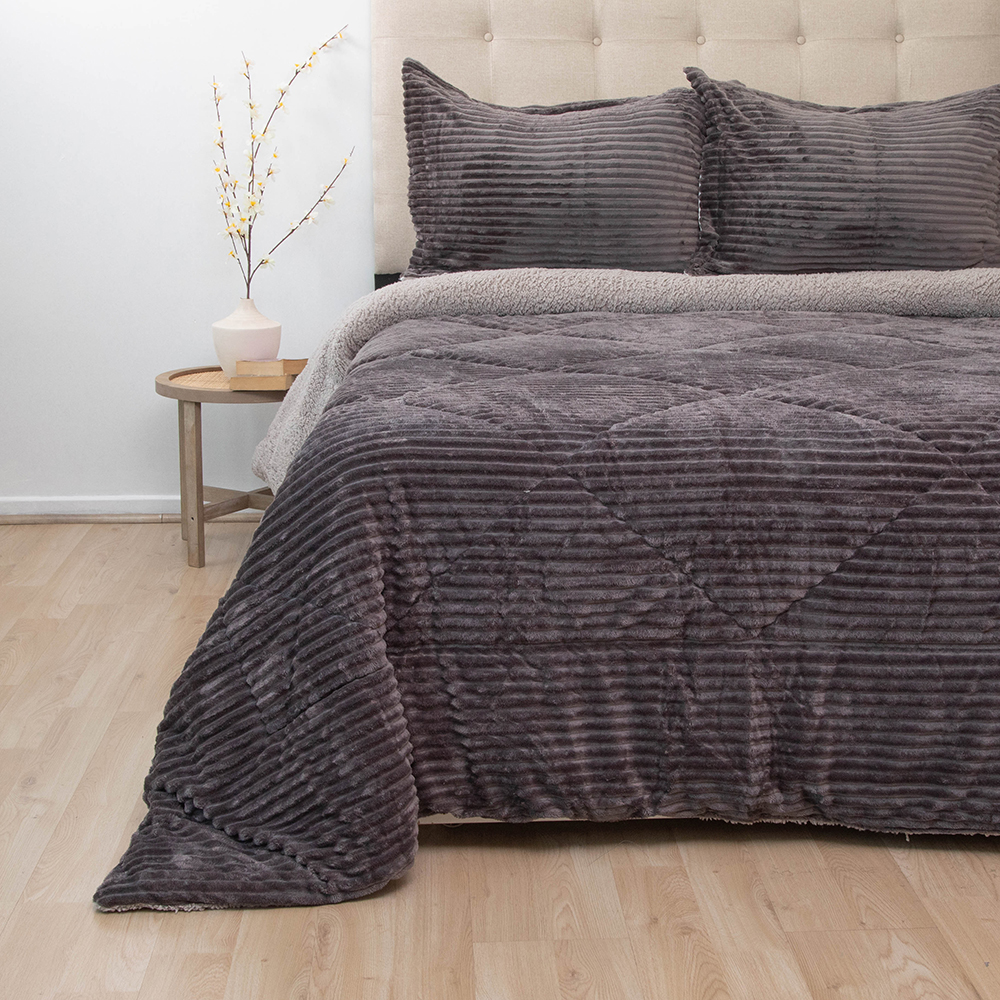 Cubrecama Cotelón Liso Deluxe con Sherpa - Coleccion Senses - Imagen 8