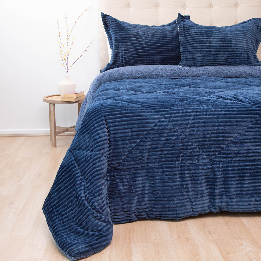 Cubrecama Cotelón Liso Deluxe con Sherpa - Coleccion Senses - Imagen 4