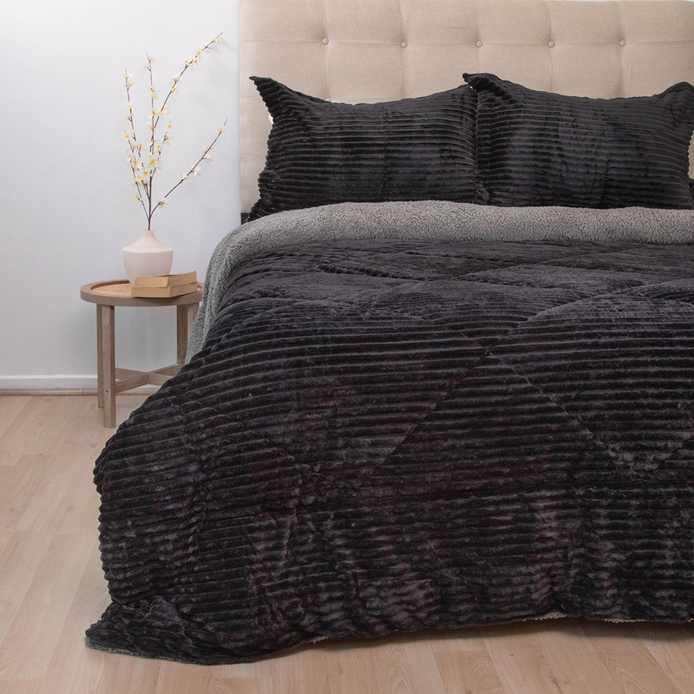 Cubrecama Cotelón Liso Deluxe con Sherpa - Coleccion Senses - Imagen 3