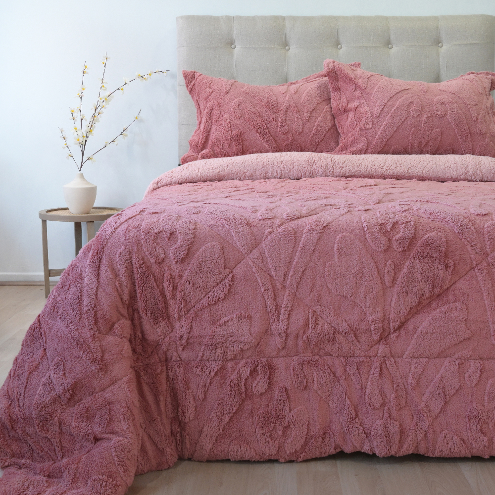 Cubrecama Jacquard Deluxe con Sherpa