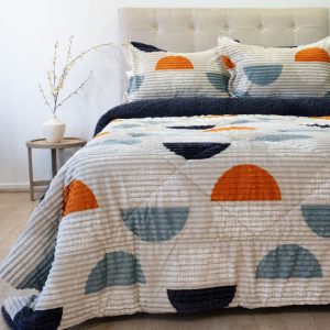 Cubrecama Cotelón Estampado con Sherpa
